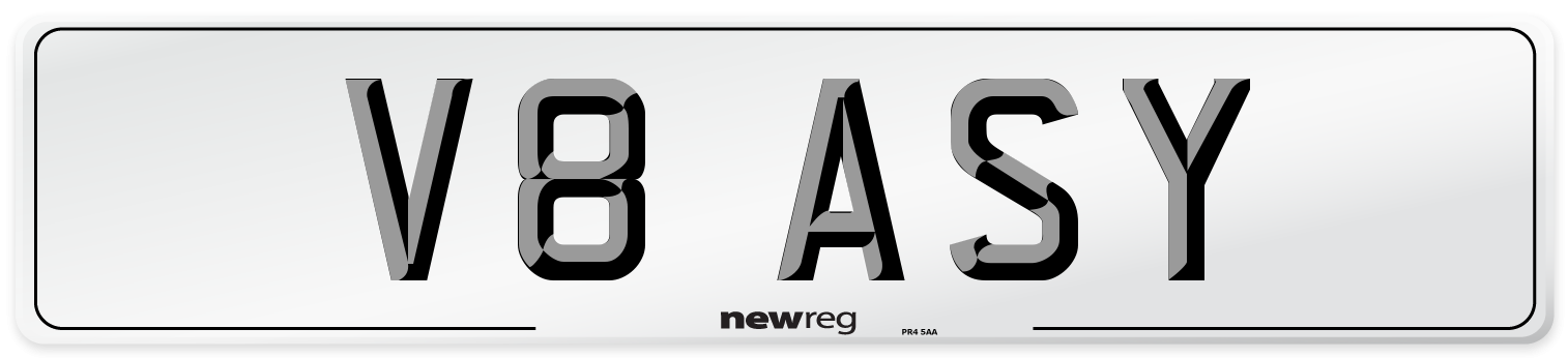 V8 ASY Number Plate from New Reg